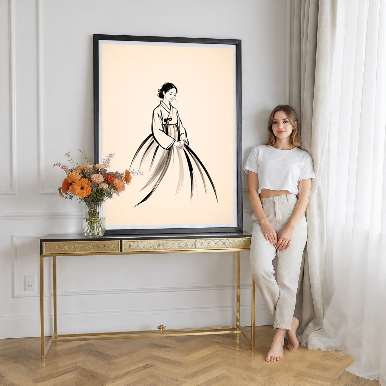 Hanbok Woman - South Korea - Travel Poster Print Modern Style Wall Art - Art Print - Travel Art Poster
