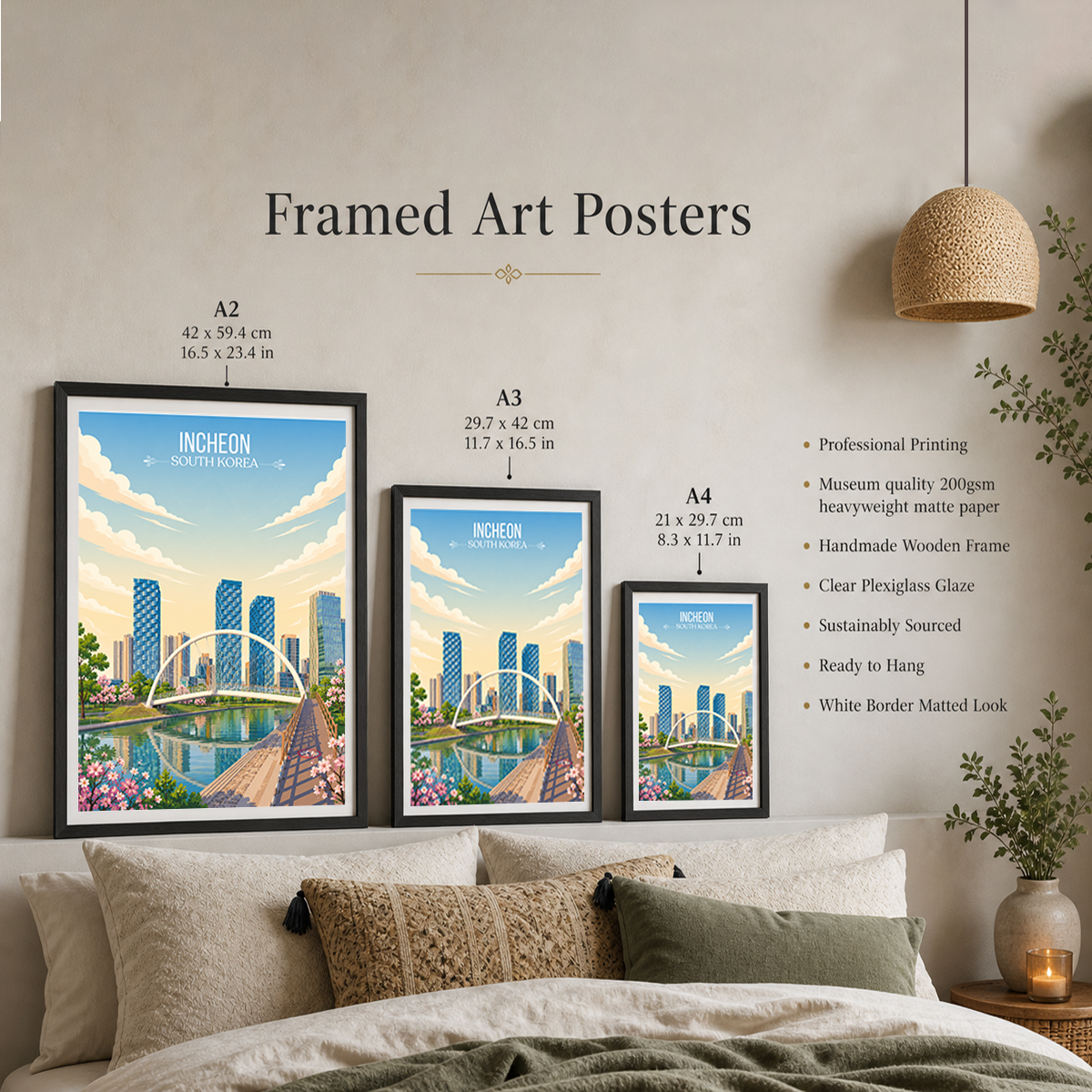 Incheon - South Korea - Travel Poster Print Modern Style Wall Art - Art Print - Travel Art Poster