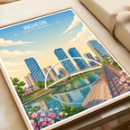 Incheon - South Korea - Travel Poster Print Modern Style Wall Art - Art Print - Travel Art Poster