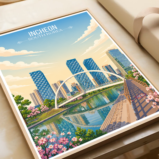 Incheon - South Korea - Travel Poster Print Modern Style Wall Art - Art Print - Travel Art Poster