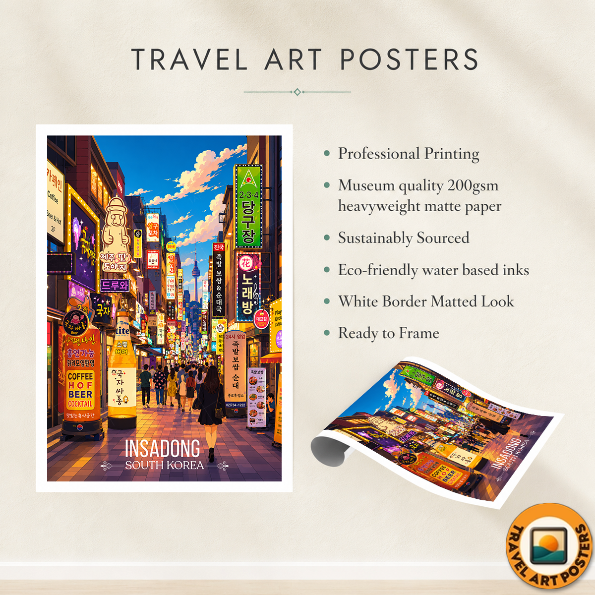 Incheon - South Korea - Travel Poster Print Modern Style Wall Art - Art Print - Travel Art Poster