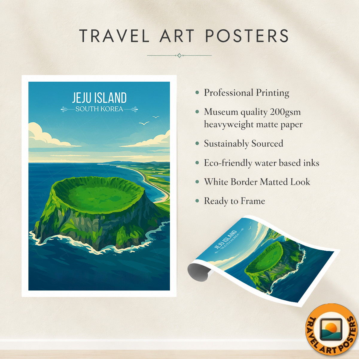 Jeju Island - South Korea - Travel Poster Print Modern Style Wall Art - Art Print - Travel Art Poster