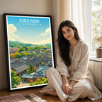 Jeonju Hanok - South Korea - Travel Poster Print Modern Style Wall Art - Art Print - Travel Art Poster