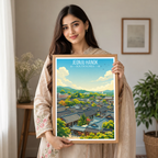 Jeonju Hanok - South Korea - Travel Poster Print Modern Style Wall Art - Art Print - Travel Art Poster
