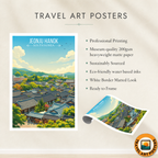 Jeonju Hanok - South Korea - Travel Poster Print Modern Style Wall Art - Art Print - Travel Art Poster