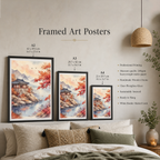 Korean Autumn - South Korea - Travel Poster Print Modern Style Wall Art - Art Print - Travel Art Poster
