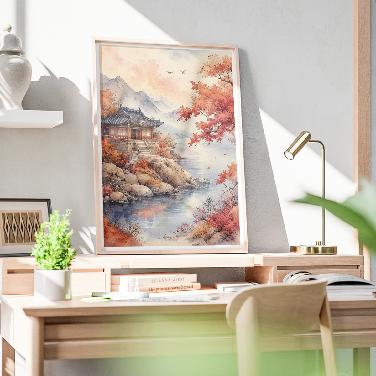 Korean Autumn - South Korea - Travel Poster Print Modern Style Wall Art - Art Print - Travel Art Poster