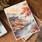 Korean Autumn - South Korea - Travel Poster Print Modern Style Wall Art - Art Print - Travel Art Poster