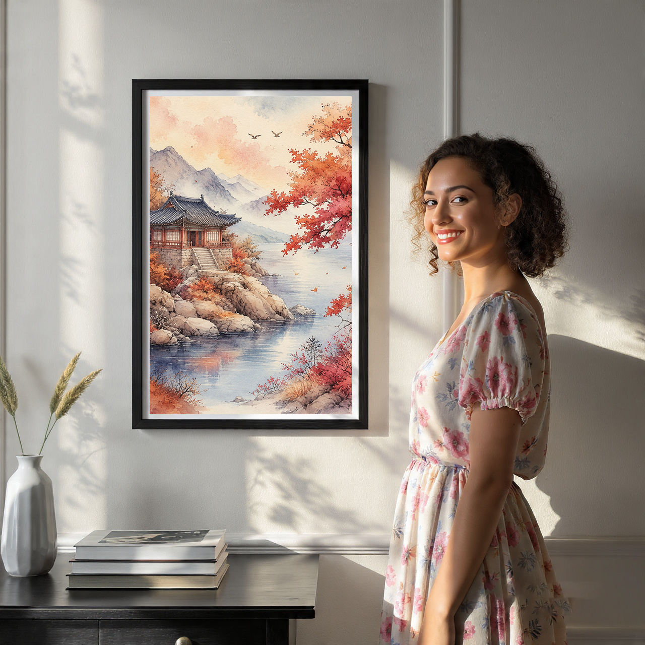 Korean Autumn - South Korea - Travel Poster Print Modern Style Wall Art - Art Print - Travel Art Poster