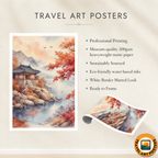 Korean Autumn - South Korea - Travel Poster Print Modern Style Wall Art - Art Print - Travel Art Poster