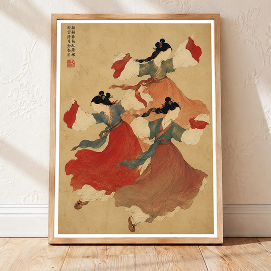 Korean Folk Dancers - South Korea - Travel Poster Print Modern Style Wall Art - Art Print - Travel Art Poster