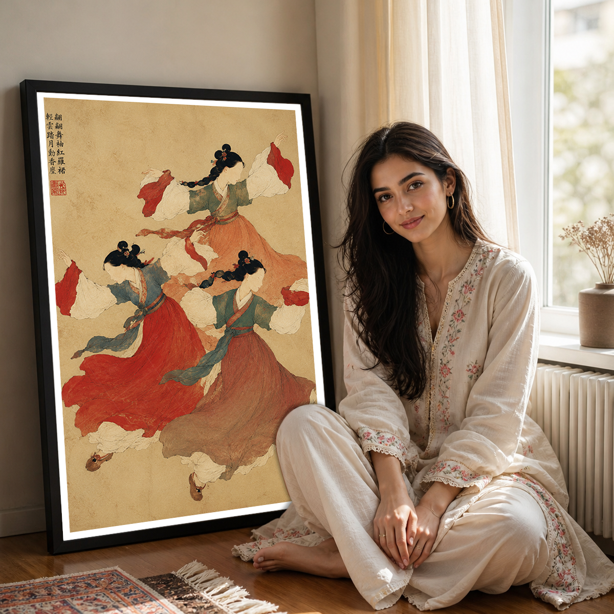 Korean Folk Dancers - South Korea - Travel Poster Print Modern Style Wall Art