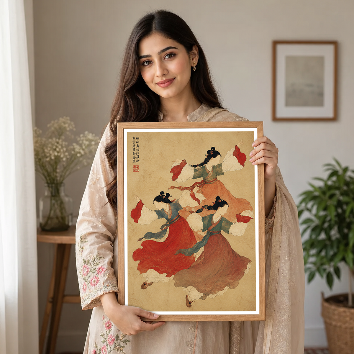 Korean Folk Dancers - South Korea - Travel Poster Print Modern Style Wall Art
