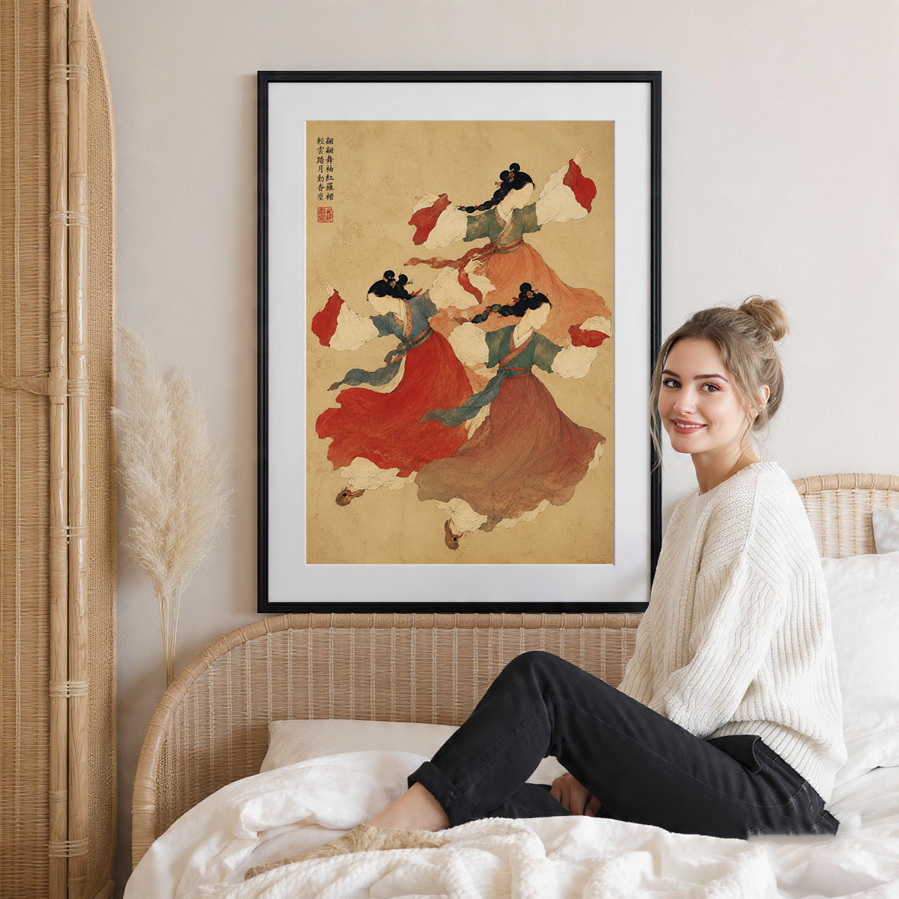 Korean Folk Dancers - South Korea - Travel Poster Print Modern Style Wall Art