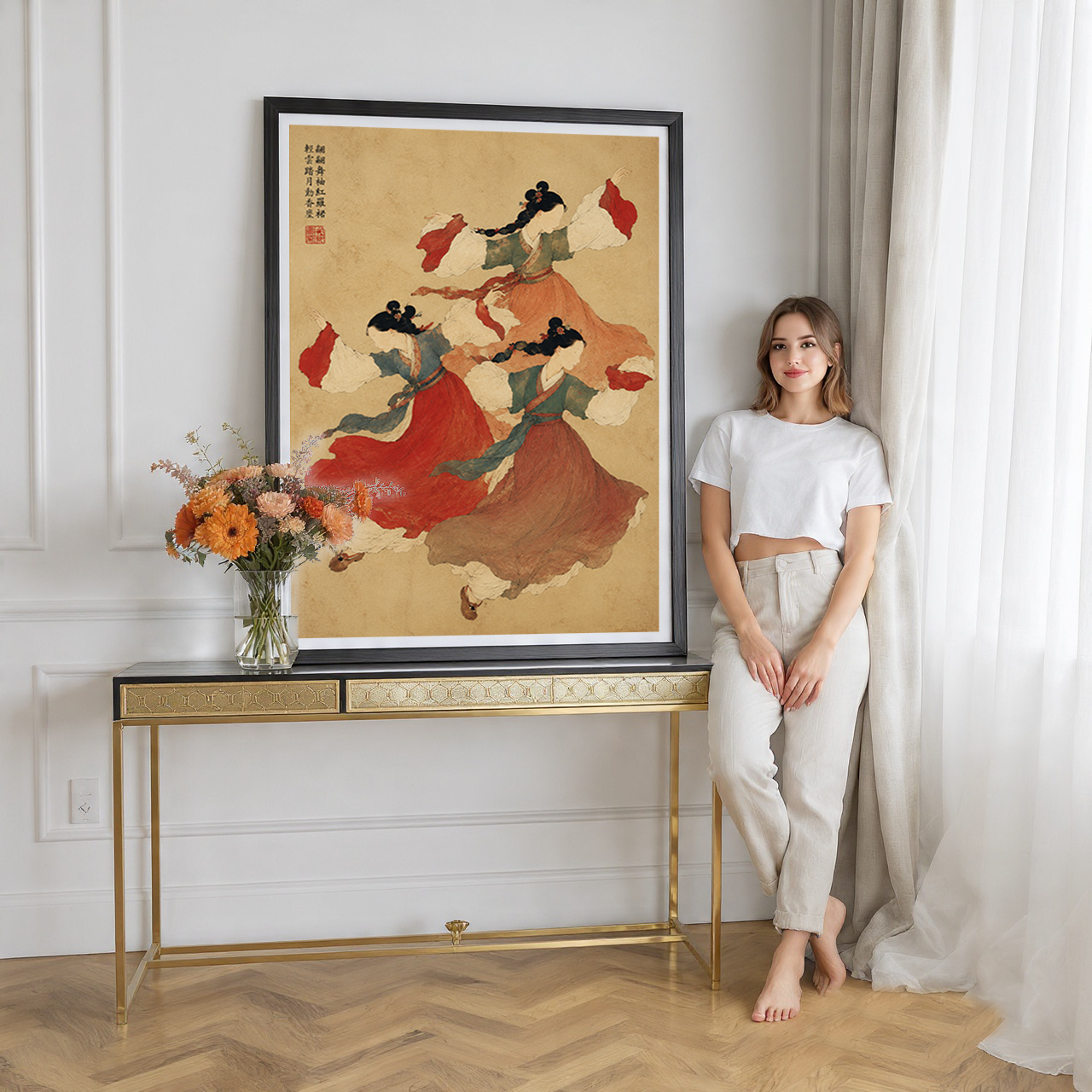 Korean Folk Dancers - South Korea - Travel Poster Print Modern Style Wall Art
