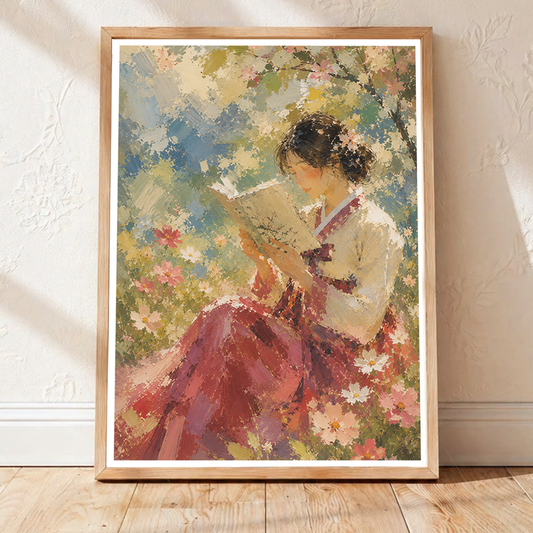 Korean Folk Woman Water Painting - South Korea - Travel Poster Print Modern Style Wall Art - Art Print - Travel Art Poster