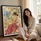 Korean Folk Woman Water Painting - South Korea - Travel Poster Print Modern Style Wall Art