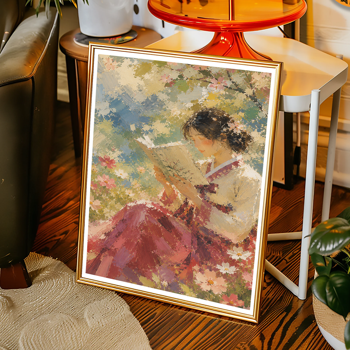 Korean Folk Woman Water Painting - South Korea - Travel Poster Print Modern Style Wall Art