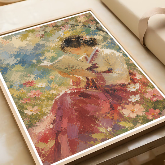 Korean Folk Woman Water Painting - South Korea - Travel Poster Print Modern Style Wall Art - Art Print - Travel Art Poster