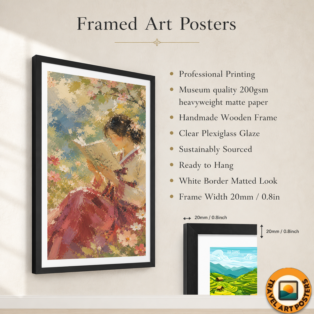 Korean Folk Woman Water Painting - South Korea - Travel Poster Print Modern Style Wall Art