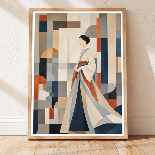 Korean Hanbok Abstract Art - South Korea - Travel Poster Print Modern Style Wall Art - Art Print - Travel Art Poster