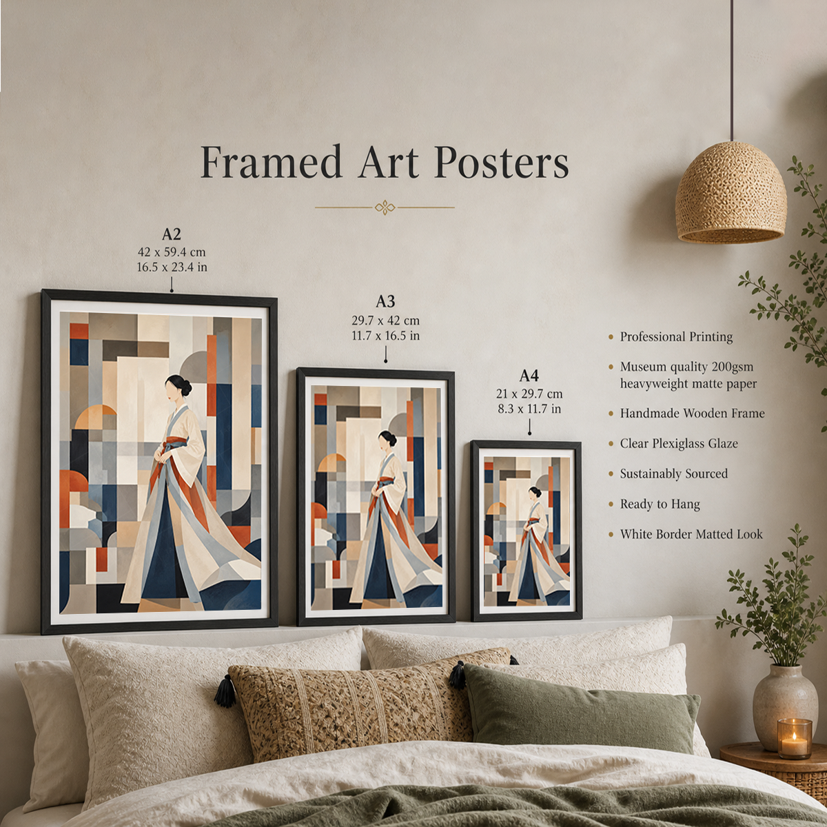 Korean Hanbok Abstract Art - South Korea - Travel Poster Print Modern Style Wall Art