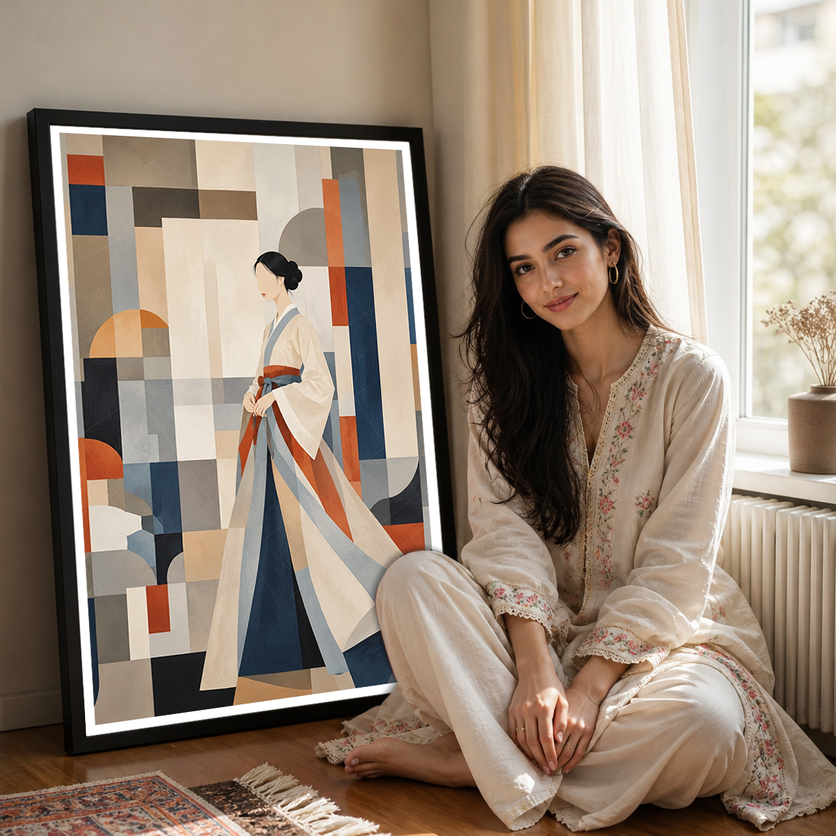 Korean Hanbok Abstract Art - South Korea - Travel Poster Print Modern Style Wall Art