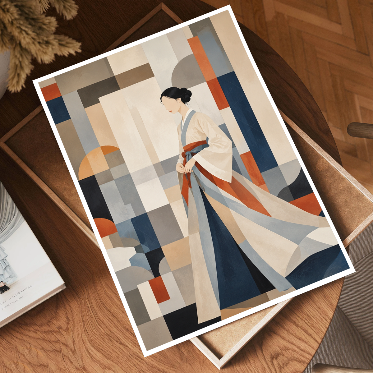 Korean Hanbok Abstract Art - South Korea - Travel Poster Print Modern Style Wall Art