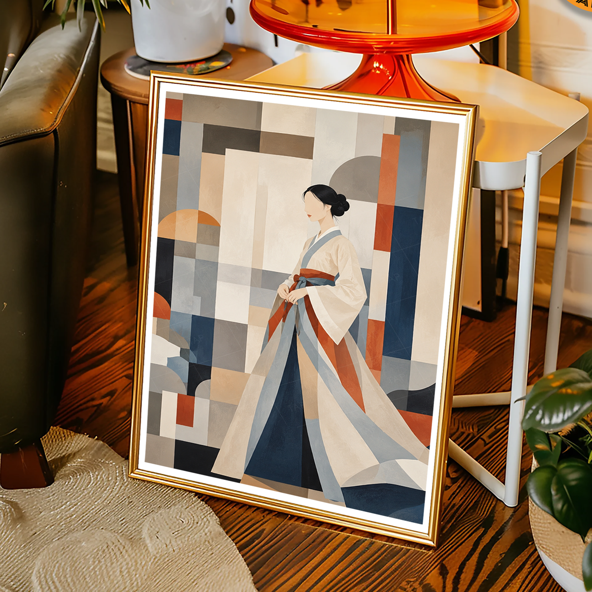 Korean Hanbok Abstract Art - South Korea - Travel Poster Print Modern Style Wall Art