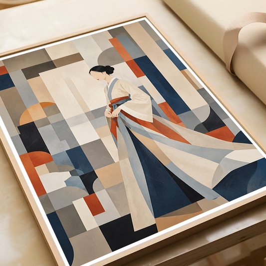 Korean Hanbok Abstract Art - South Korea - Travel Poster Print Modern Style Wall Art - Art Print - Travel Art Poster