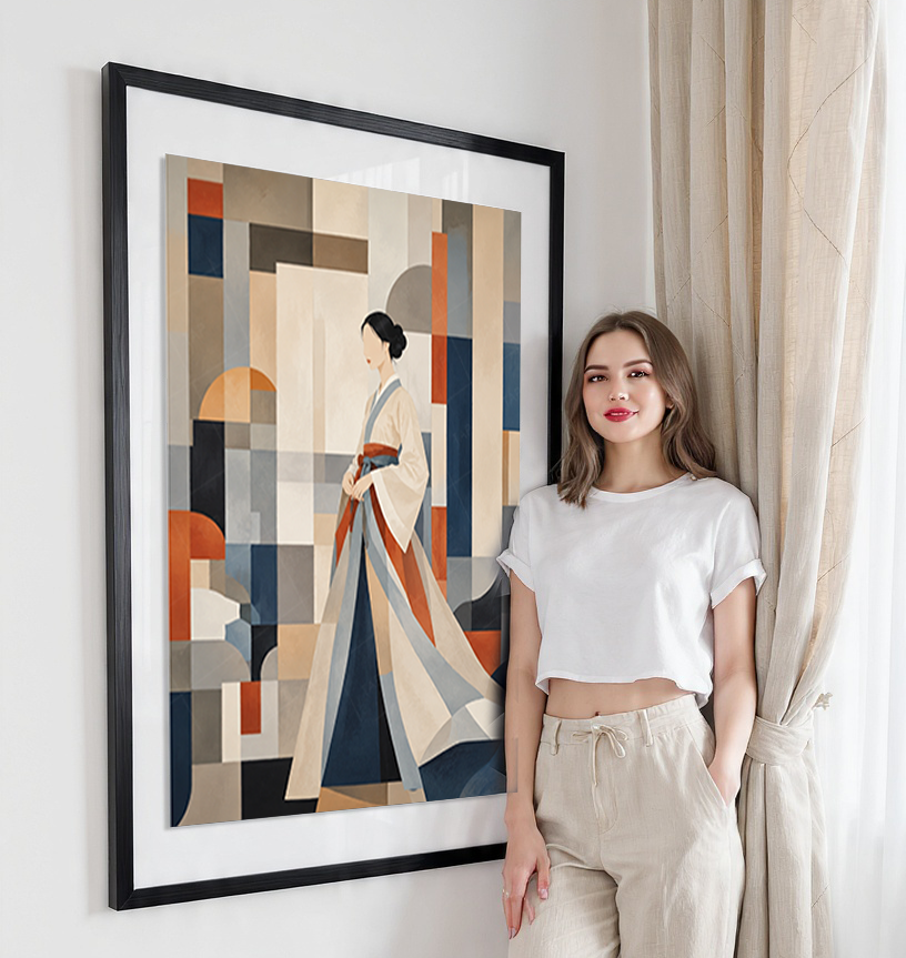 Korean Hanbok Abstract Art - South Korea - Travel Poster Print Modern Style Wall Art