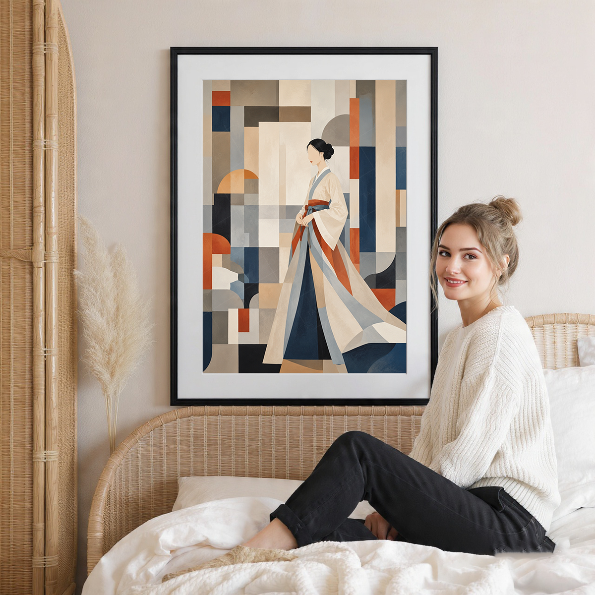 Korean Hanbok Abstract Art - South Korea - Travel Poster Print Modern Style Wall Art