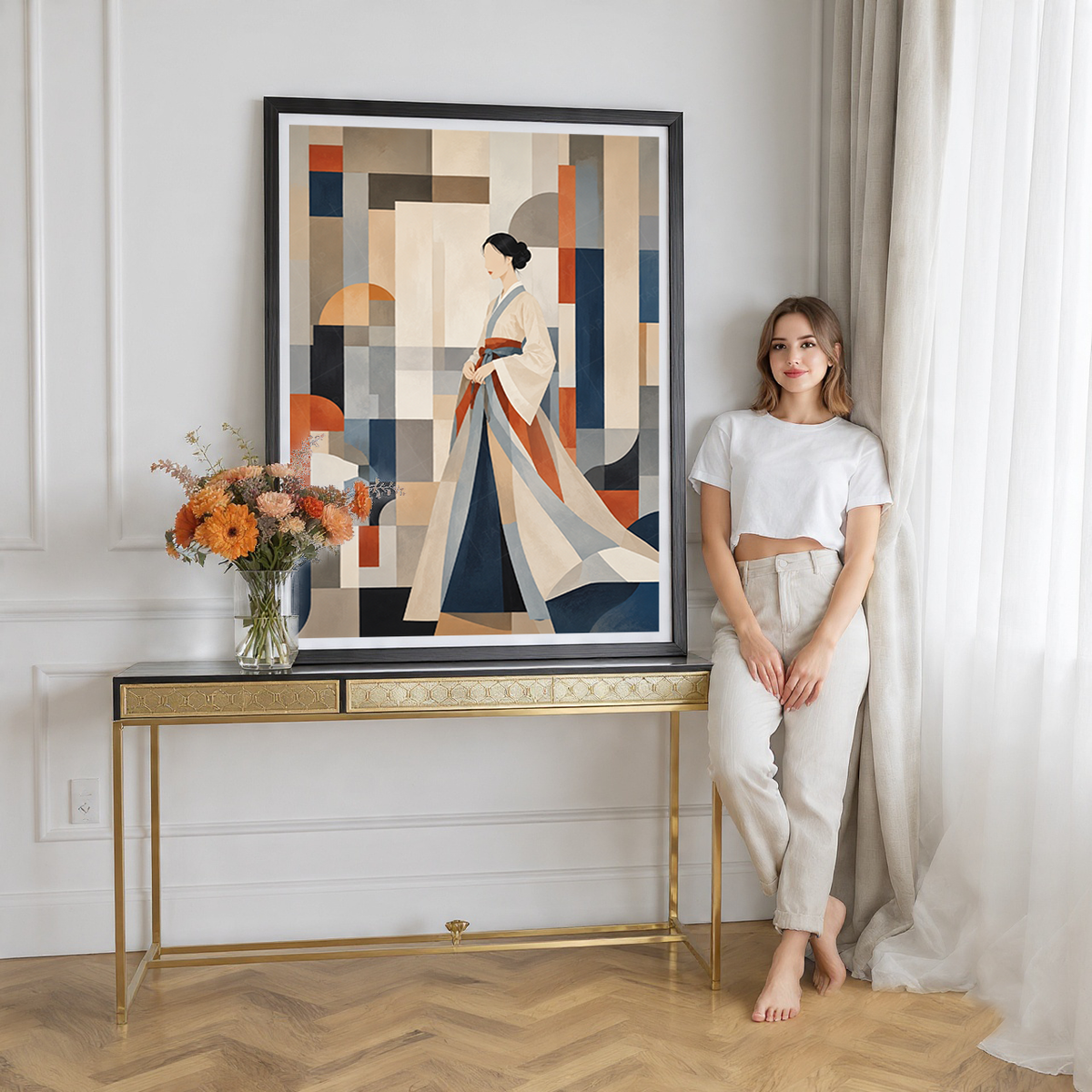 Korean Hanbok Abstract Art - South Korea - Travel Poster Print Modern Style Wall Art
