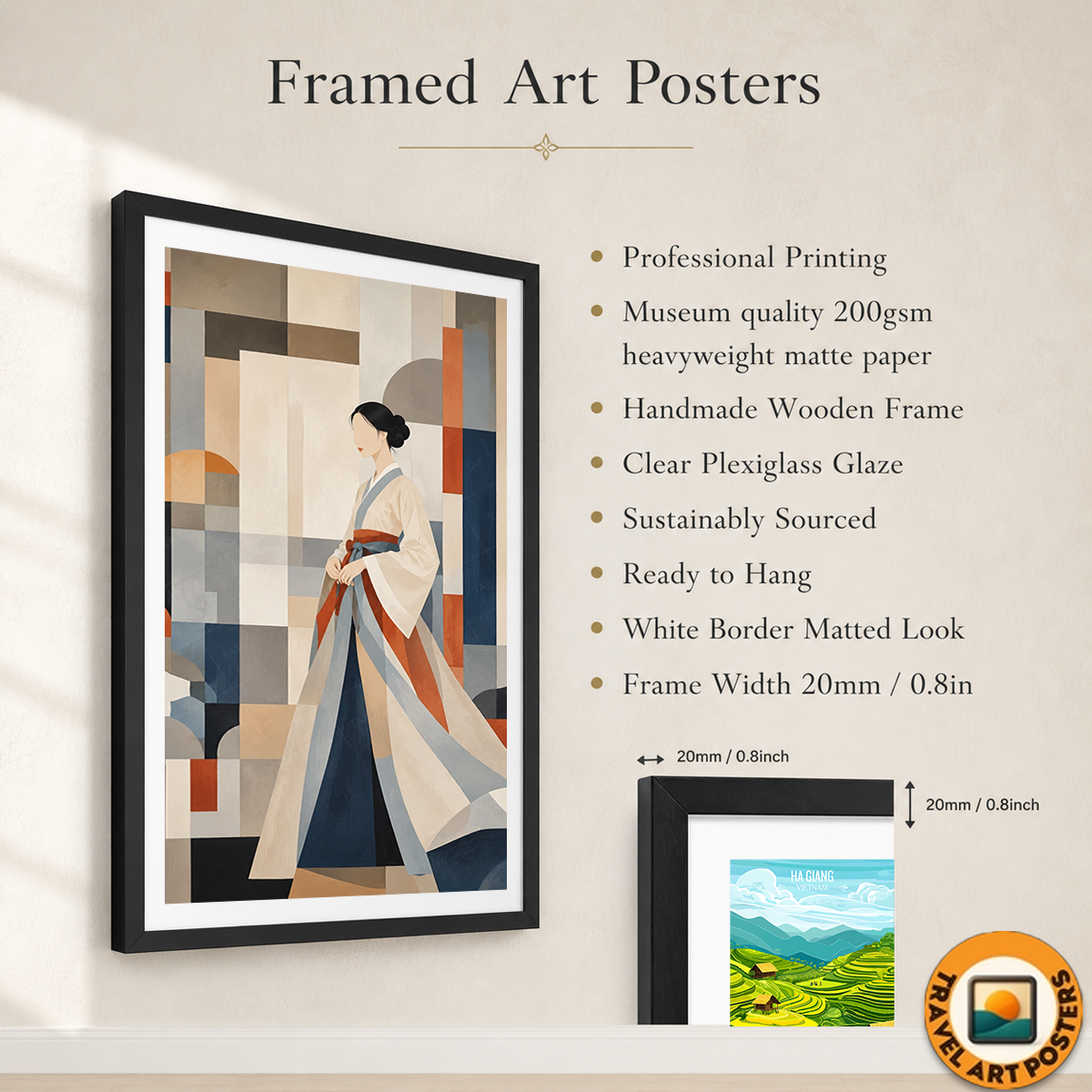 Korean Hanbok Abstract Art - South Korea - Travel Poster Print Modern Style Wall Art