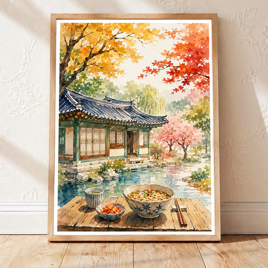 Korean Kitchen - South Korea - Travel Poster Print Modern Style Wall Art - Art Print - Travel Art Poster