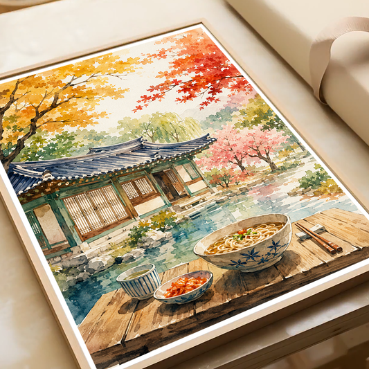 Korean Kitchen - South Korea - Travel Poster Print Modern Style Wall Art - Art Print - Travel Art Poster