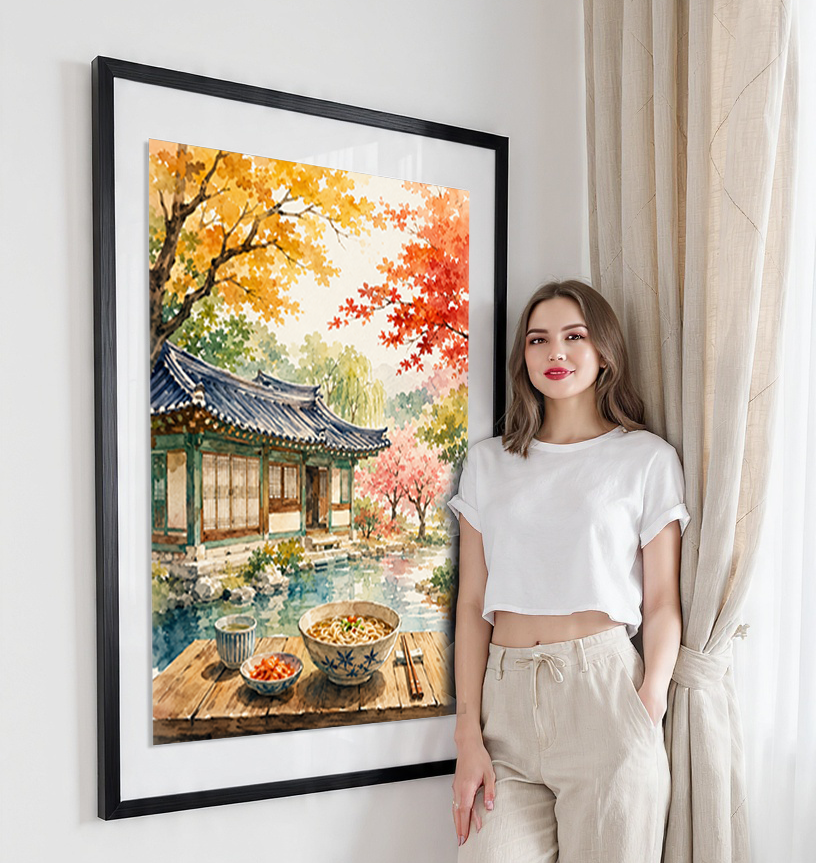 Korean Kitchen - South Korea - Travel Poster Print Modern Style Wall Art