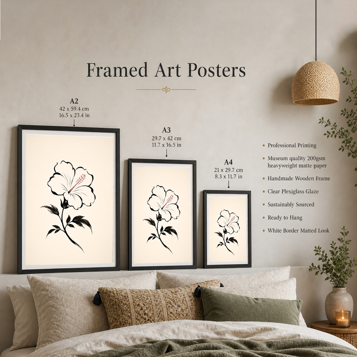 Hanok Mugunghwa Flower - South Korea - Travel Poster Print Modern Style Wall Art