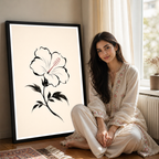 Hanok Mugunghwa Flower - South Korea - Travel Poster Print Modern Style Wall Art