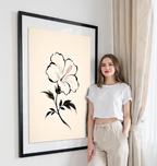 Hanok Mugunghwa Flower - South Korea - Travel Poster Print Modern Style Wall Art