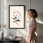 Hanok Mugunghwa Flower - South Korea - Travel Poster Print Modern Style Wall Art