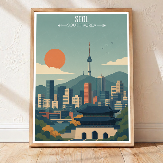 Seol - South Korea - Travel Poster Print Modern Style Wall Art - Art Print - Travel Art Poster