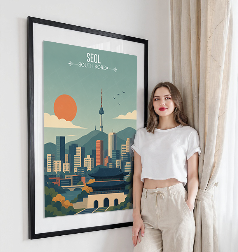 Seol - South Korea - Travel Poster Print Modern Style Wall Art