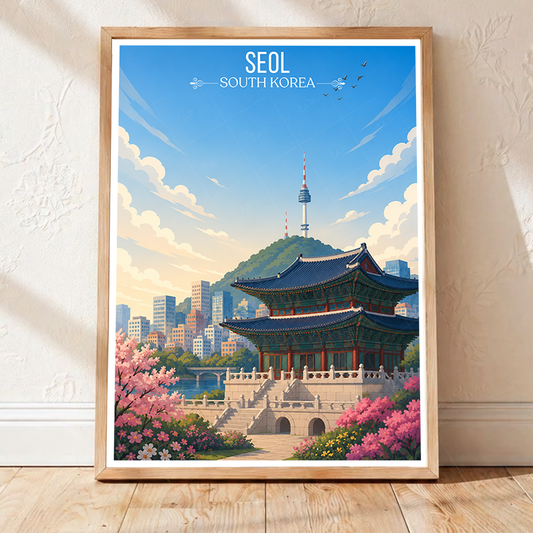 Seol - South Korea - Travel Poster Print Modern Style Wall Art - Art Print - Travel Art Poster