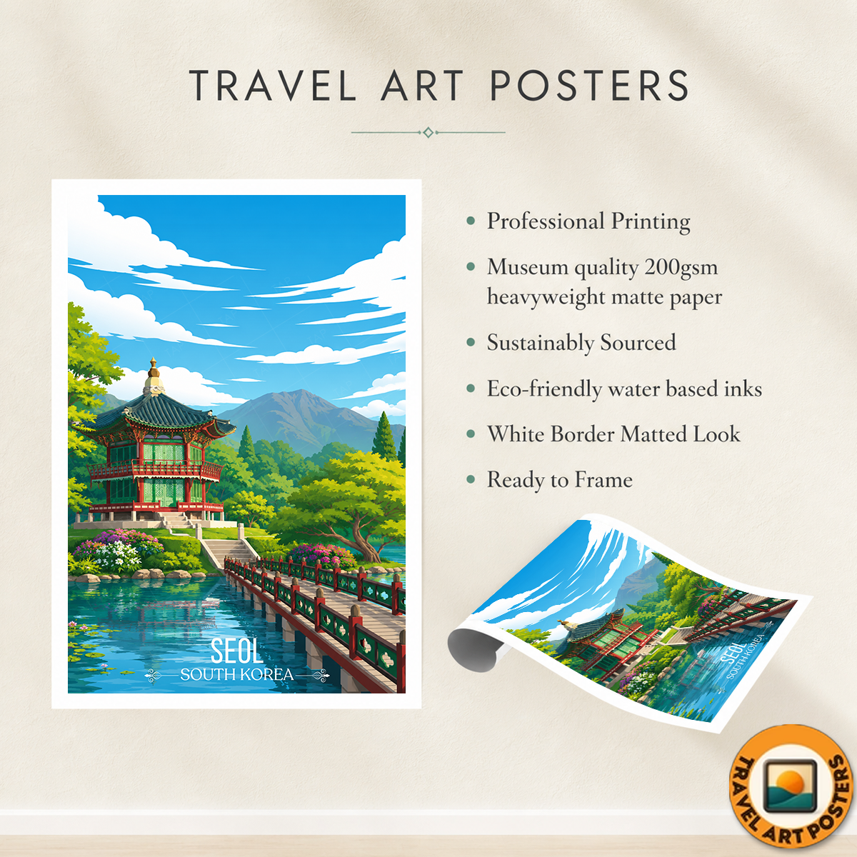 Seol - South Korea - Travel Poster Print Modern Style Wall Art