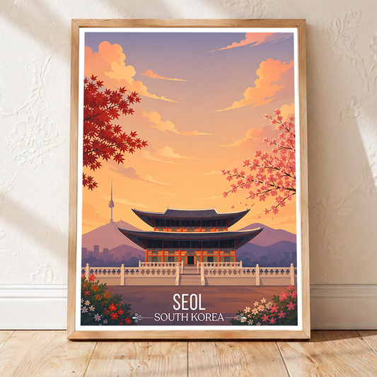 Seol - South Korea - Travel Poster Print Modern Style Wall Art - Art Print - Travel Art Poster