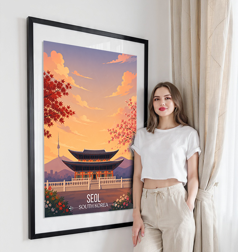 Seol - South Korea - Travel Poster Print Modern Style Wall Art