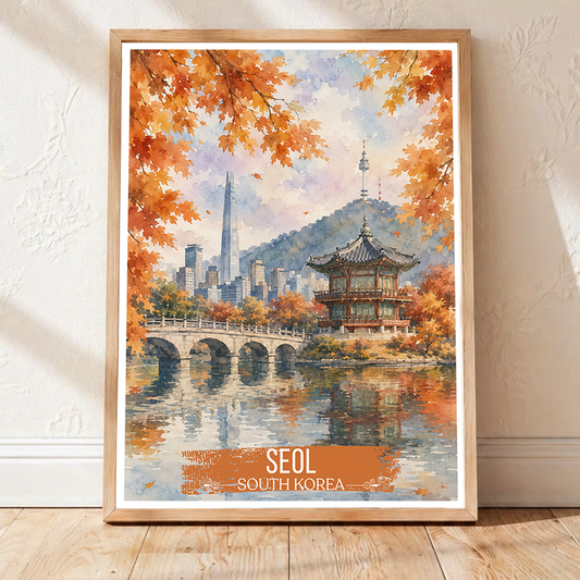 Seol - South Korea - Travel Poster Print Modern Style Wall Art - Art Print - Travel Art Poster