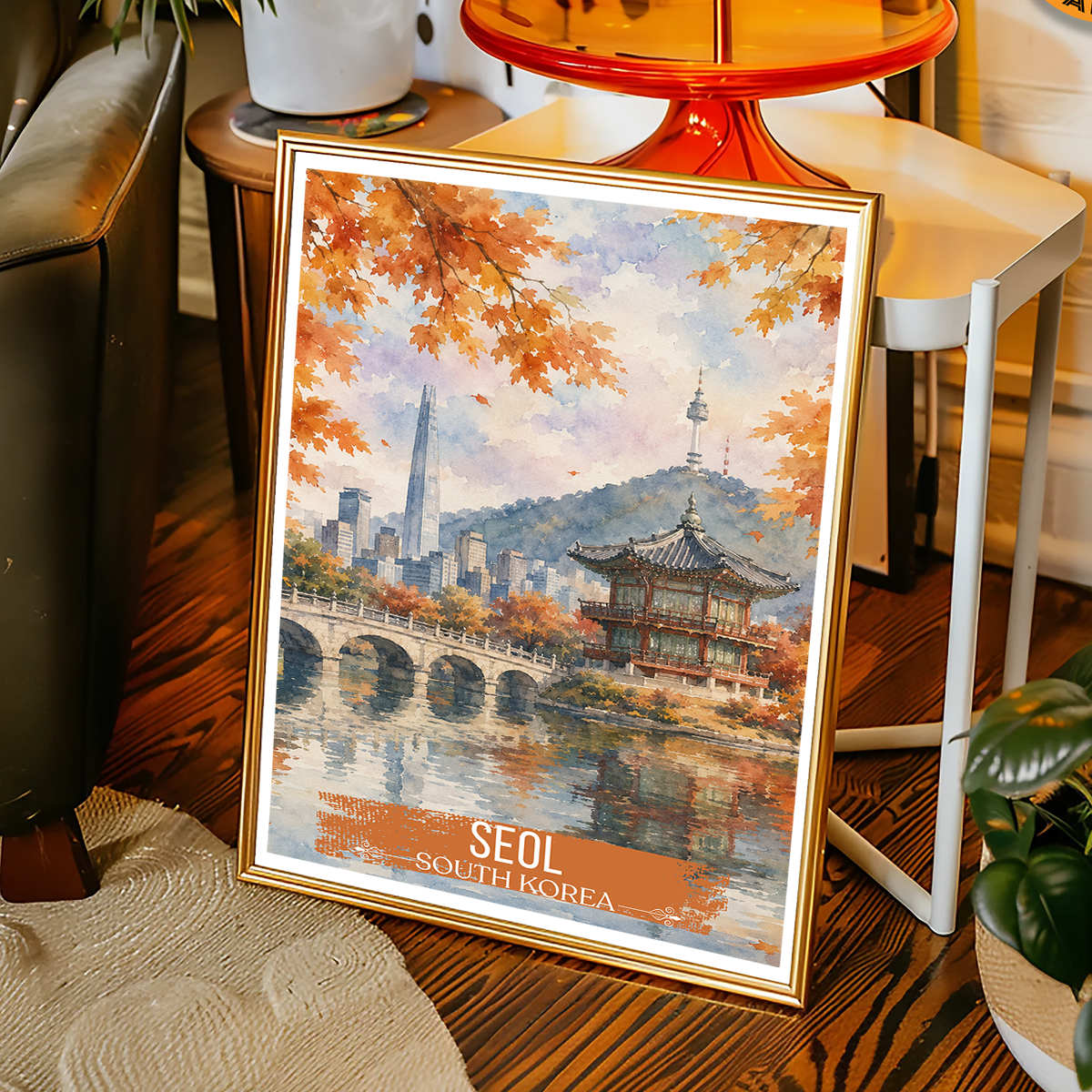 Seol - South Korea - Travel Poster Print Modern Style Wall Art