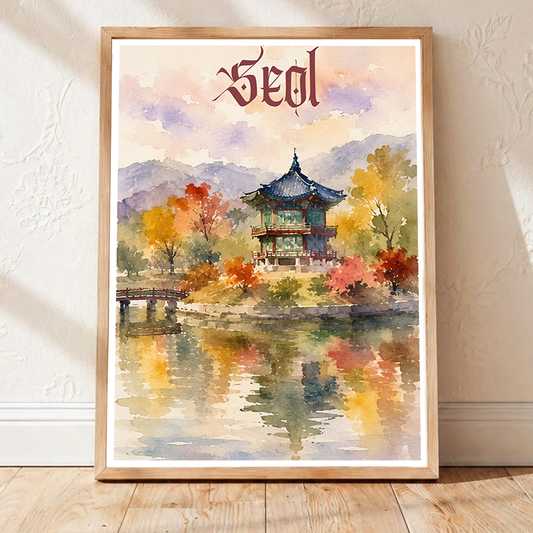 Seol - South Korea - Travel Poster Print Modern Style Wall Art - Art Print - Travel Art Poster